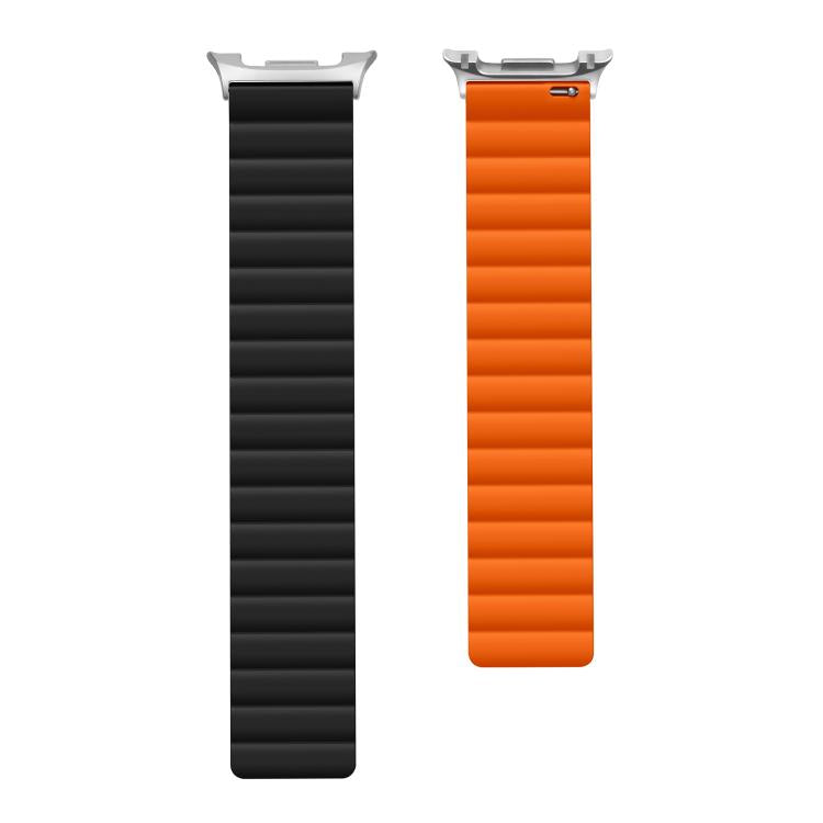 For Samsung Galaxy Watch8 / Watch8 Classic Magnetic Silicone Watch Band(Black+Orange) - free shipping - PMC TechLife - Order now!