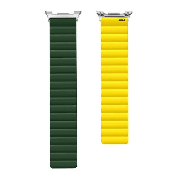 For Samsung Galaxy Watch8 / Watch8 Classic Magnetic Silicone Watch Band(Dark Green+Yellow) - free shipping - PMC TechLife - Order now!