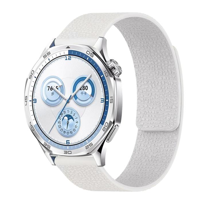 20mm Lychee Texture Soft Magnetic Silicone Watch Band(White) - free shipping - PMC TechLife - Order now!