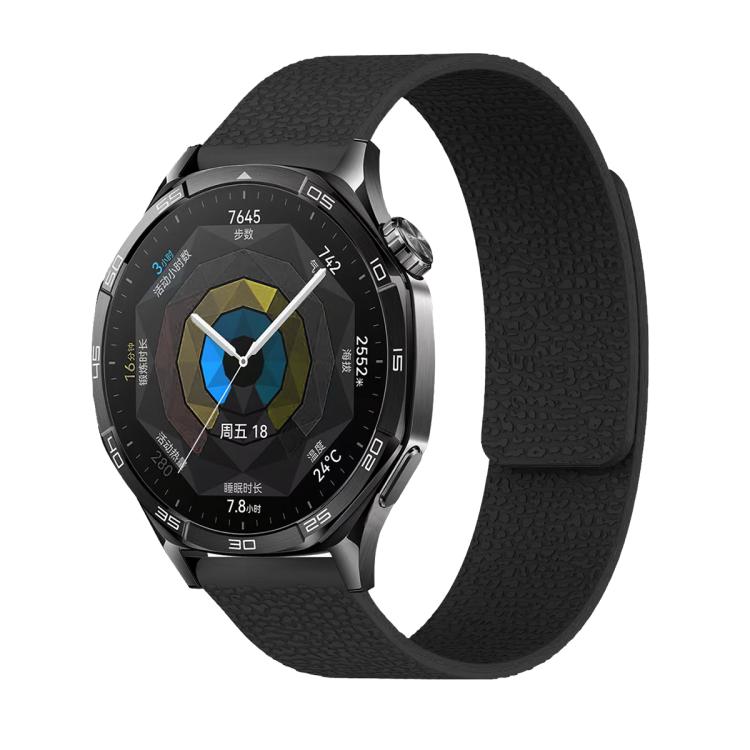 20mm Lychee Texture Soft Magnetic Silicone Watch Band(Black) - free shipping - PMC TechLife - Order now!