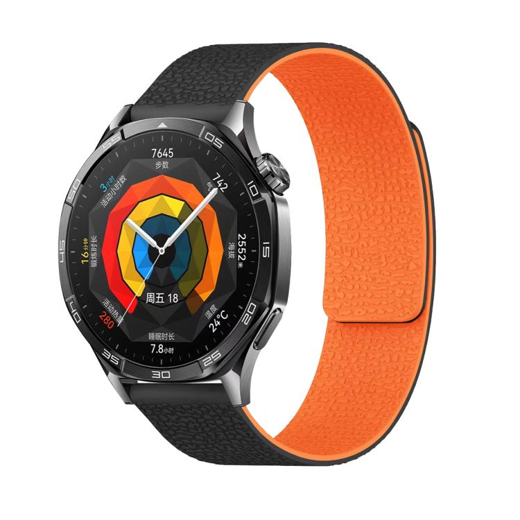 20mm Lychee Texture Soft Magnetic Silicone Watch Band(Black Orange) - free shipping - PMC TechLife - Order now!