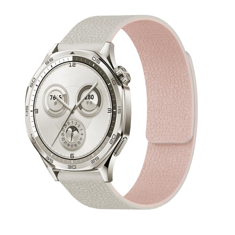 22mm Lychee Texture Soft Magnetic Silicone Watch Band(Starlight Pink) - free shipping - PMC TechLife - Order now!