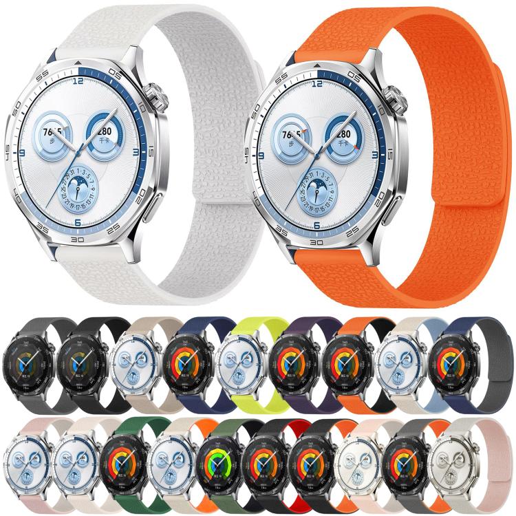 18mm Lychee Texture Soft Magnetic Silicone Watch Band(Gray Orange) - free shipping - PMC TechLife - Order now!