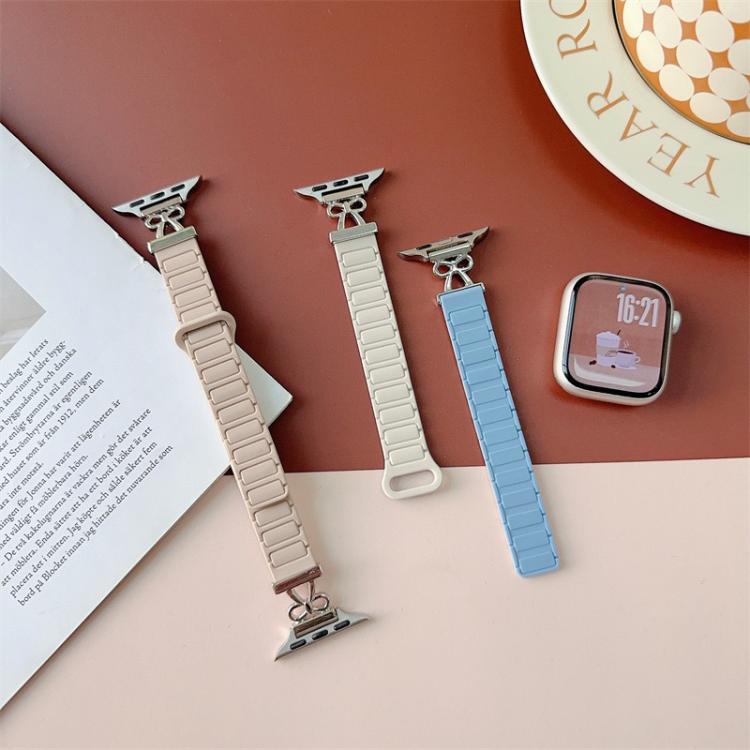 For Apple Watch 46mm / 49mm / 45mm / 44mm Bow Small Waist Magnetic Silicone Watch Band(Ceramic White) - free shipping - PMC TechLife - Order now!