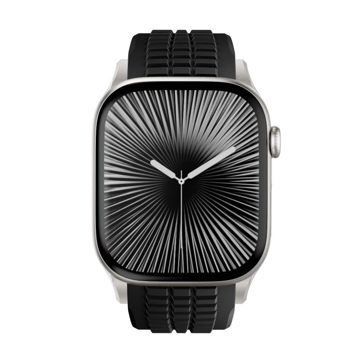 For Apple Watch 46mm / 49mm / 45mm / 44mm Knurled Texture Folding Buckle Silicone Watch Band(Titanium Black) - free shipping - PMC TechLife - Order now!