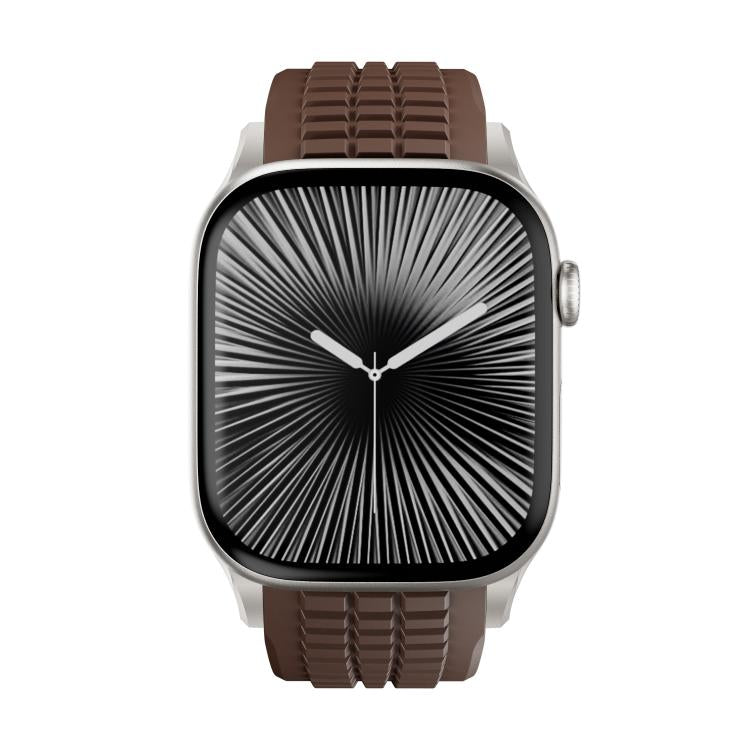 For Apple Watch 46mm / 49mm / 45mm / 44mm Knurled Texture Folding Buckle Silicone Watch Band(Titanium Curry) - free shipping - PMC TechLife - Order now!