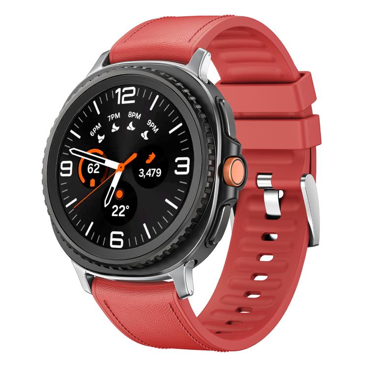For Samsung Galaxy Watch8 / Watch8 Classic Metal Head Leather Skin Silicone Watch Band(Red) - free shipping - PMC TechLife - Order now!