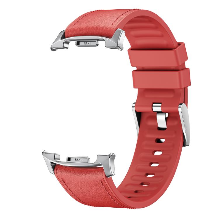 For Samsung Galaxy Watch8 / Watch8 Classic Metal Head Leather Skin Silicone Watch Band(Red) - free shipping - PMC TechLife - Order now!