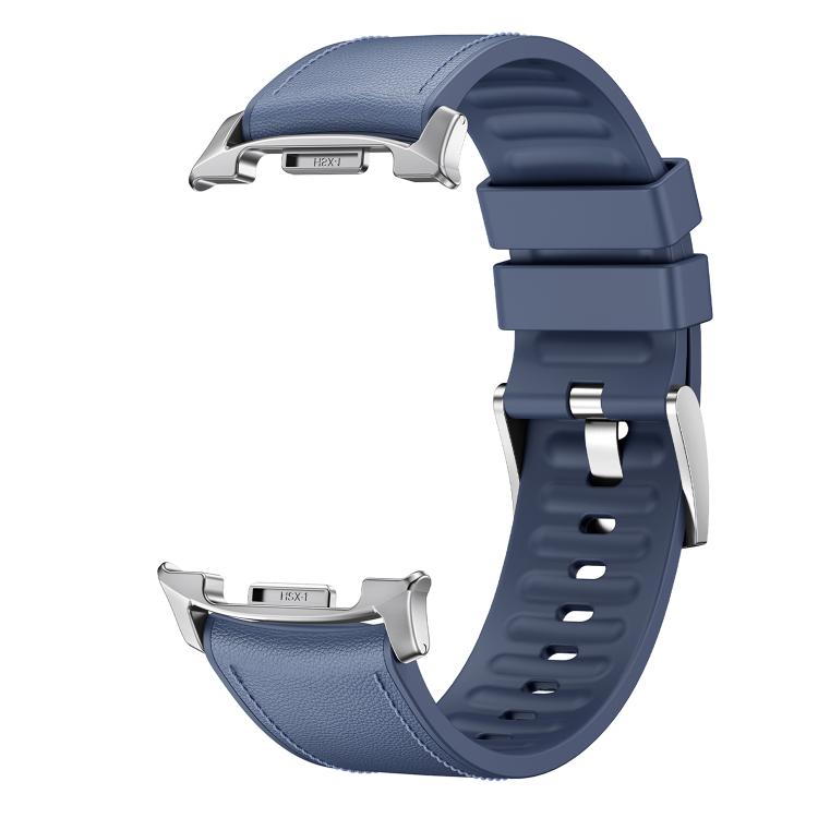 For Samsung Galaxy Watch8 / Watch8 Classic Metal Head Leather Skin Silicone Watch Band(Blue) - free shipping - PMC TechLife - Order now!