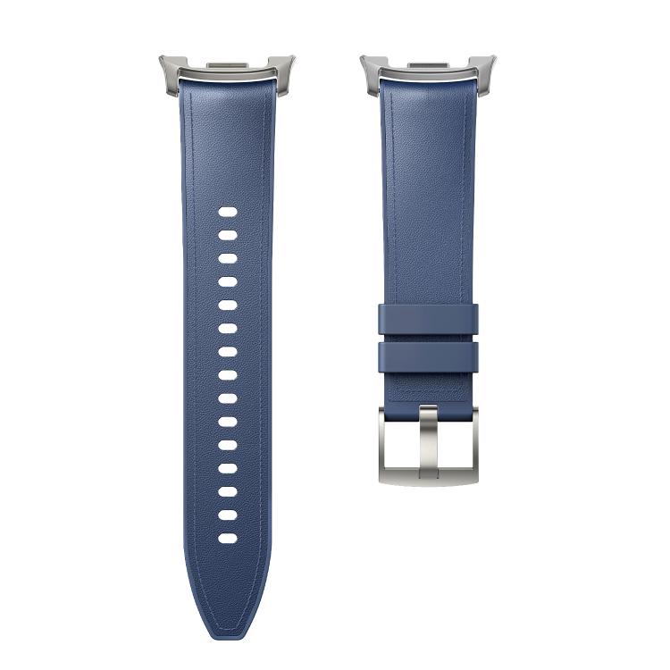 For Samsung Galaxy Watch8 / Watch8 Classic Metal Head Leather Skin Silicone Watch Band(Blue) - free shipping - PMC TechLife - Order now!