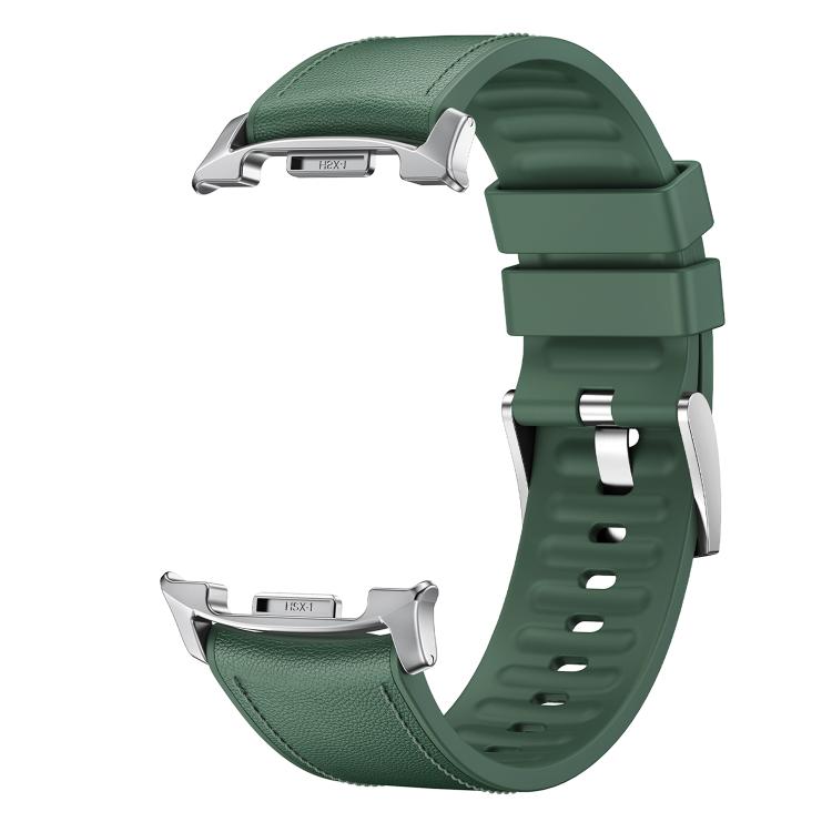 For Samsung Galaxy Watch8 / Watch8 Classic Metal Head Leather Skin Silicone Watch Band(Green) - free shipping - PMC TechLife - Order now!