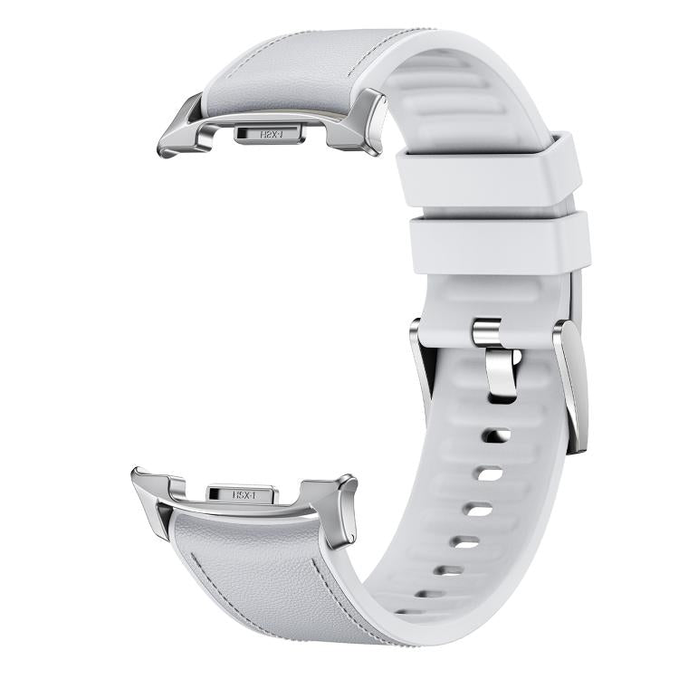 For Samsung Galaxy Watch8 / Watch8 Classic Metal Head Leather Skin Silicone Watch Band(Light Gray) - free shipping - PMC TechLife - Order now!