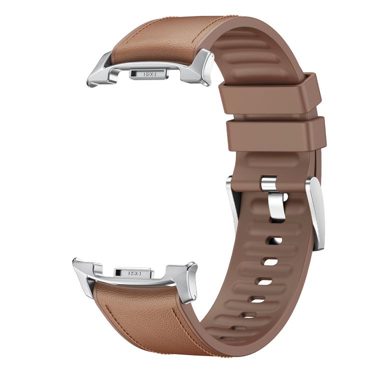 For Samsung Galaxy Watch8 / Watch8 Classic Metal Head Leather Skin Silicone Watch Band(Light Brown) - free shipping - PMC TechLife - Order now!