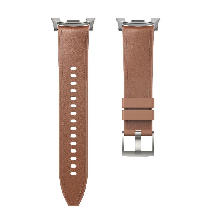For Samsung Galaxy Watch8 / Watch8 Classic Metal Head Leather Skin Silicone Watch Band(Light Brown) - free shipping - PMC TechLife - Order now!