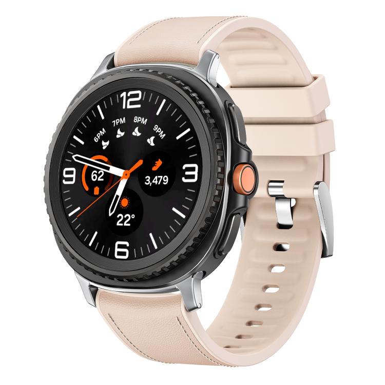 For Samsung Galaxy Watch8 / Watch8 Classic Metal Head Leather Skin Silicone Watch Band(Apricot Color) - free shipping - PMC TechLife - Order now!