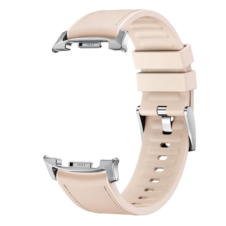 For Samsung Galaxy Watch8 / Watch8 Classic Metal Head Leather Skin Silicone Watch Band(Apricot Color) - free shipping - PMC TechLife - Order now!