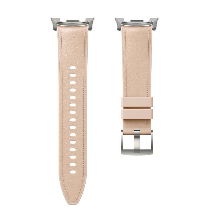 For Samsung Galaxy Watch8 / Watch8 Classic Metal Head Leather Skin Silicone Watch Band(Apricot Color) - free shipping - PMC TechLife - Order now!
