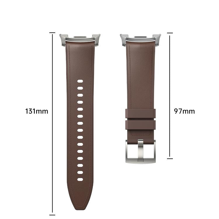 For Samsung Galaxy Watch8 / Watch8 Classic Metal Head Leather Skin Silicone Watch Band(Light Brown) - free shipping - PMC TechLife - Order now!