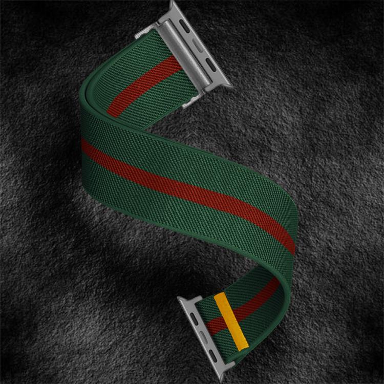 For Apple Watch 46mm / 49mm / 45mm / 44mm Adjustable Single Loop Elastic Nylon Watch Band(Green with Red) - free shipping - PMC TechLife - Order now!