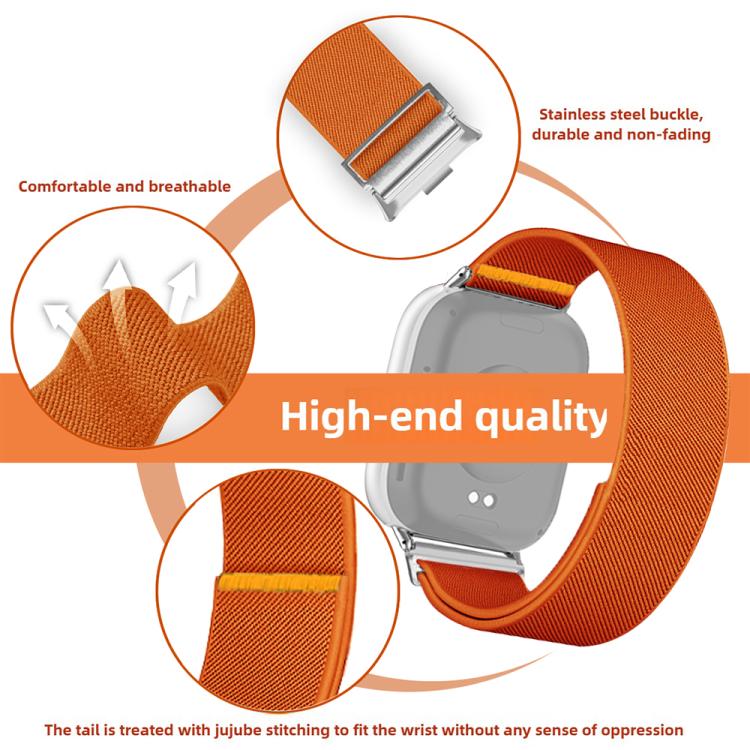 For Xiaomi Smart Band 9 Pro / Redmi Watch 5 Adjustable Single Loop Elastic Nylon Watch Band(Orange) - free shipping - PMC TechLife - Order now!