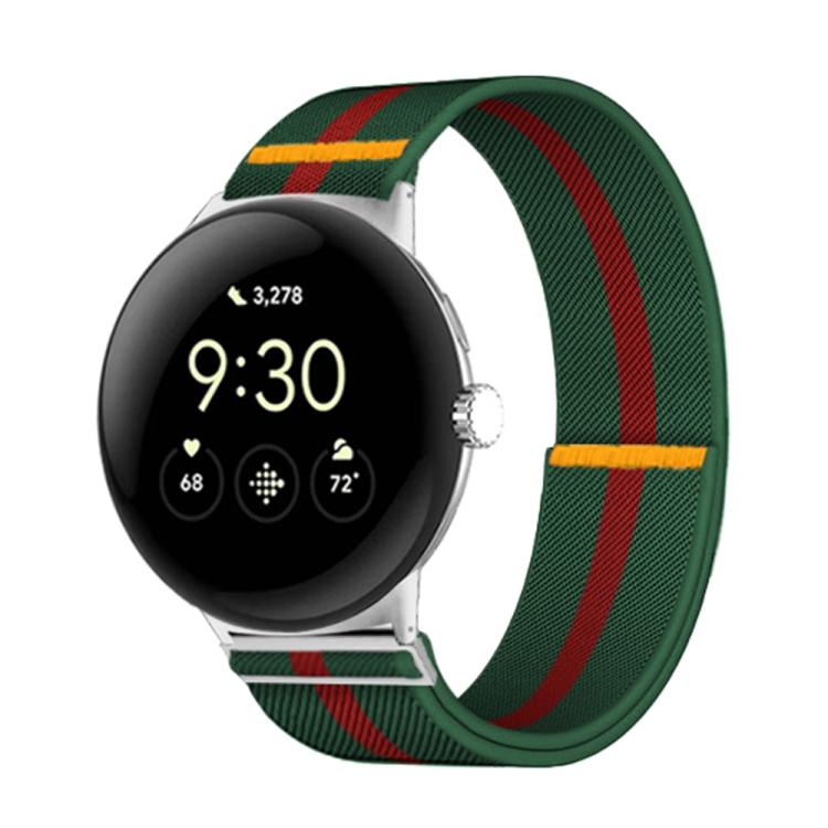 For Google Pixel Watch 3 45mm Adjustable Single Loop Elastic Nylon Watch Band(Green Red) - free shipping - PMC TechLife - Order now!