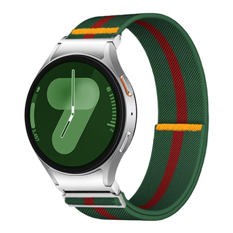 For Samsung Galaxy Watch FE / 7 / 6 / 5 / 4 Adjustable Single Loop Elastic Nylon Watch Band(Green Red) - free shipping - PMC TechLife - Order now!