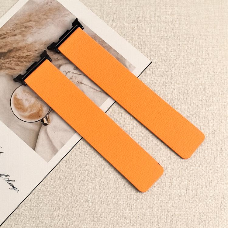 For Samsung Galaxy Watch8 / 8 Classic Lychee Texture Soft Magnetic Silicone Watch Band(Orange Black) - free shipping - PMC TechLife - Order now!