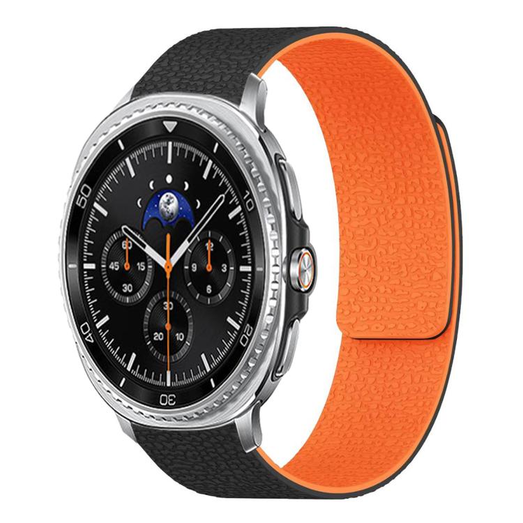 For Samsung Galaxy Watch8 / 8 Classic Lychee Texture Soft Magnetic Silicone Watch Band(Black Orange) - free shipping - PMC TechLife - Order now!
