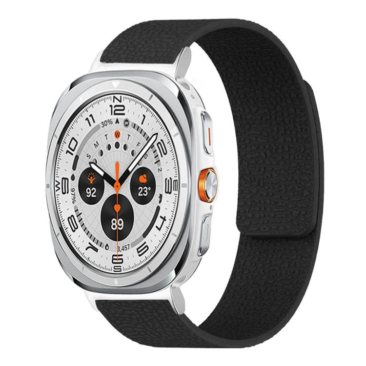 For Samsung Galaxy Watch Ultra 47mm / Ultra 2025 Lychee Texture Soft Magnetic Silicone Watch Band(Black) - free shipping - PMC TechLife - Order now!