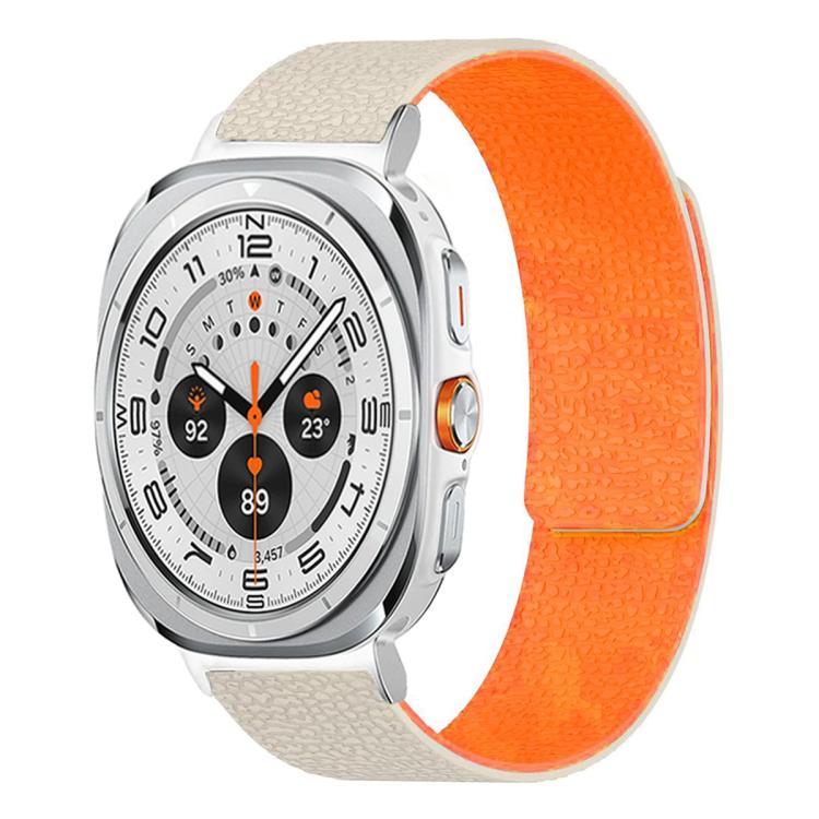 For Samsung Galaxy Watch Ultra 47mm / Ultra 2025 Lychee Texture Soft Magnetic Silicone Watch Band(Starlight Orange) - free shipping - PMC TechLife - Order now!