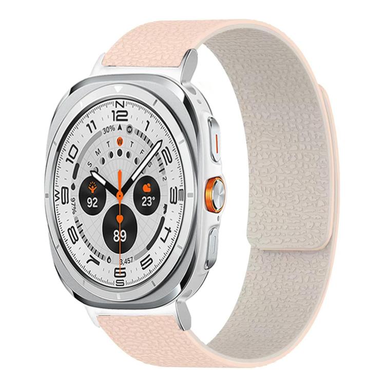 For Samsung Galaxy Watch Ultra 47mm / Ultra 2025 Lychee Texture Soft Magnetic Silicone Watch Band(Milk Tea White) - free shipping - PMC TechLife - Order now!