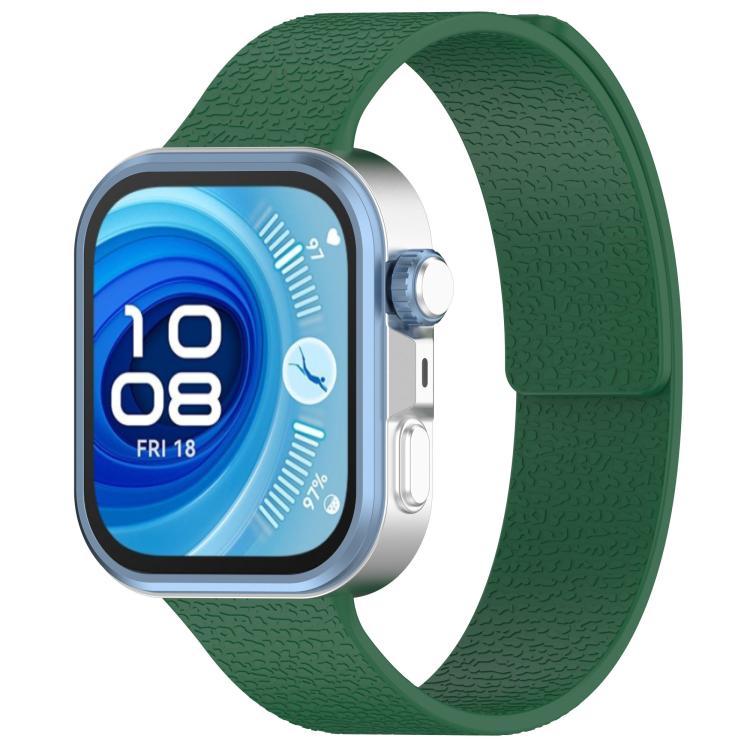 For Huawei Watch Fit4 / Fit4 Pro / Fit3 Lychee Texture Soft Magnetic Silicone Watch Band(Green) - free shipping - PMC TechLife - Order now!