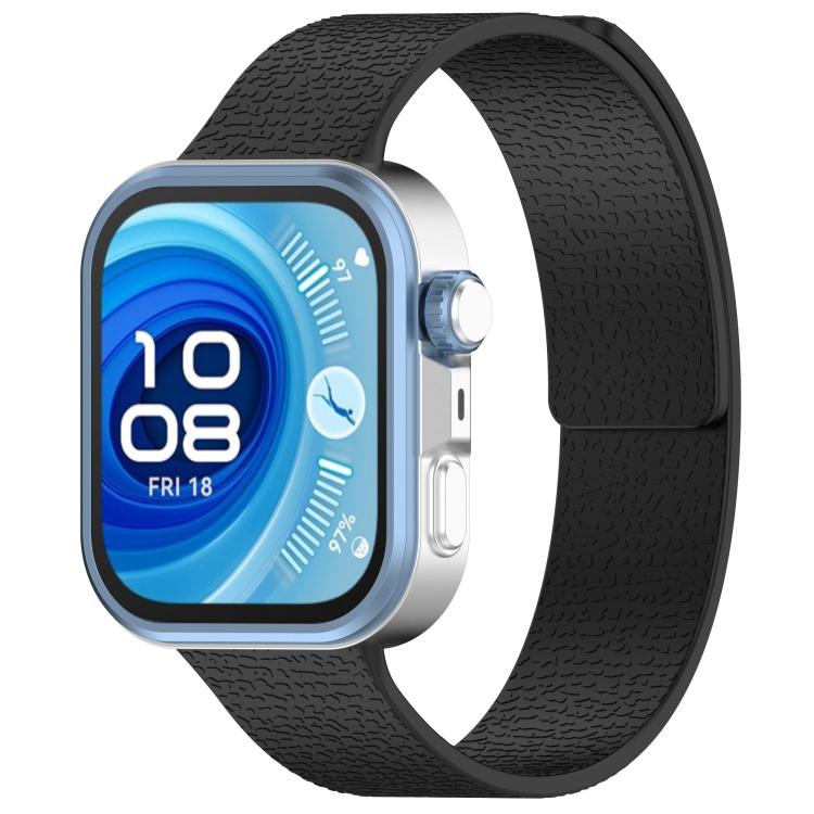 For Huawei Watch Fit4 / Fit4 Pro / Fit3 Lychee Texture Soft Magnetic Silicone Watch Band(Black) - free shipping - PMC TechLife - Order now!