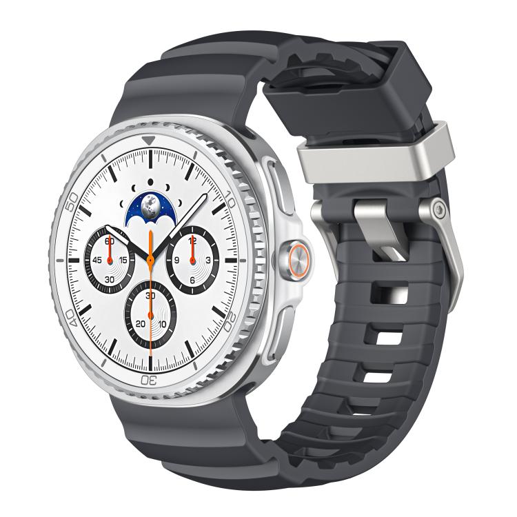 For Samsung Galaxy Watch8 / Watch8 Classic Silver Buckle Silicone Watch Band(Charcoal Black) - free shipping - PMC TechLife - Order now!
