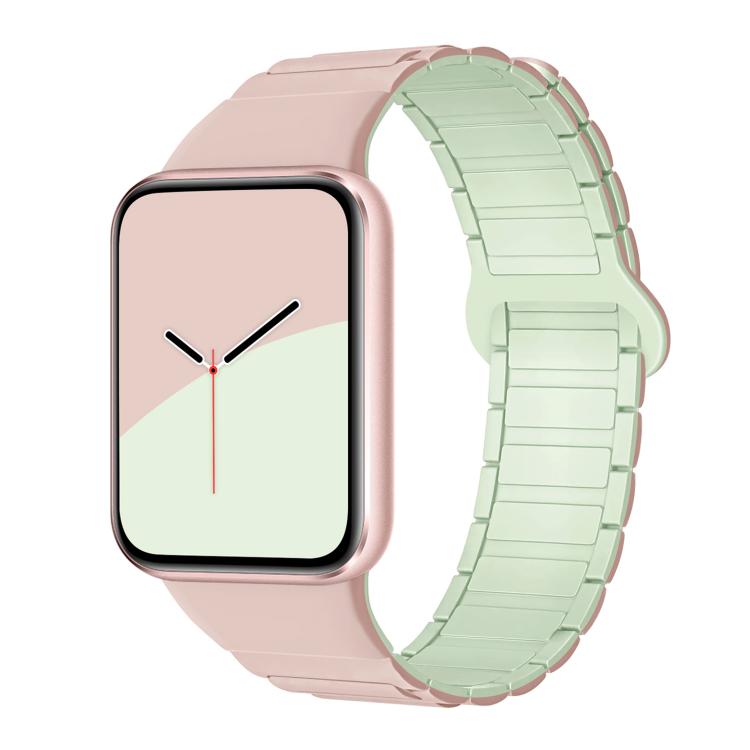 For Xiaomi Smart Band 9 Pro / Redmi Watch 5 Tri-Beads Magnetic Silicone Watch Band(Oxford Pink Light Mint) - free shipping - PMC TechLife - Order now!