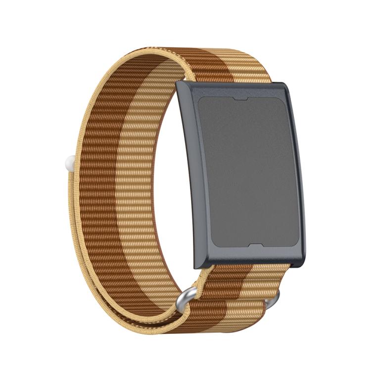 For Amazfit Helio Strap Metal Ring Two Sections Nylon Hook and Loop Fastener Watch Band(Brown) - free shipping - PMC TechLife - Order now!