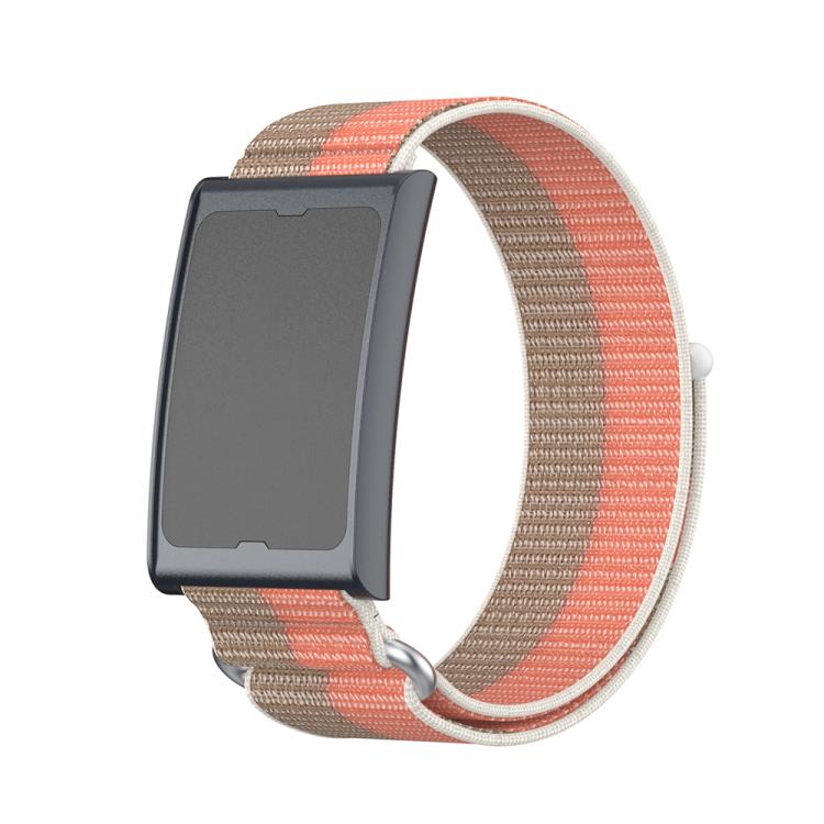 For Amazfit Helio Strap Metal Ring Two Sections Nylon Hook and Loop Fastener Watch Band(Teak Pink) - free shipping - PMC TechLife - Order now!