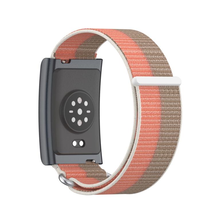 For Amazfit Helio Strap Metal Ring Two Sections Nylon Hook and Loop Fastener Watch Band(Teak Pink) - free shipping - PMC TechLife - Order now!