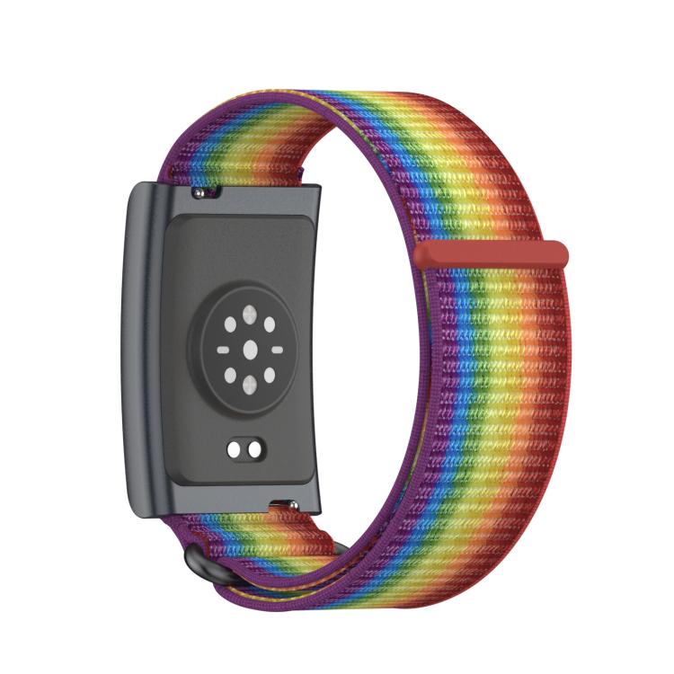 For Amazfit Helio Strap Metal Ring Two Sections Nylon Hook and Loop Fastener Watch Band(Rainbow) - free shipping - PMC TechLife - Order now!