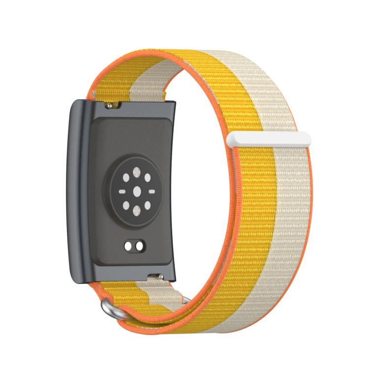 For Amazfit Helio Strap Metal Ring Two Sections Nylon Hook and Loop Fastener Watch Band(Kibu White) - free shipping - PMC TechLife - Order now!