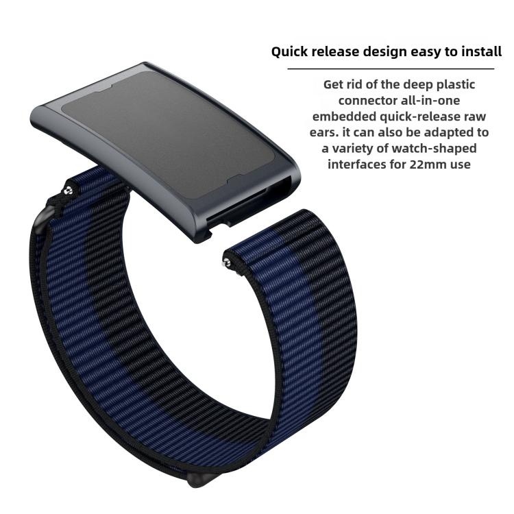For Amazfit Helio Strap Metal Ring Two Sections Nylon Hook and Loop Fastener Watch Band(Aqua) - free shipping - PMC TechLife - Order now!