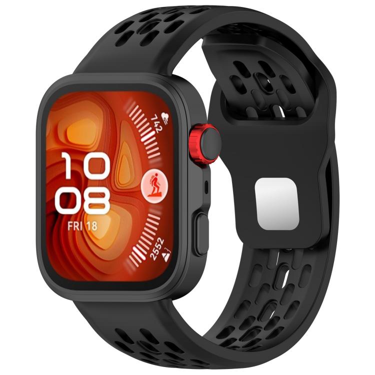 For Huawei Watch Fit4 / Fit4 Pro / Fit3 Mesh Silver Reverse Steel Buckle Silicone Watch Band(Black) - free shipping - PMC TechLife - Order now!