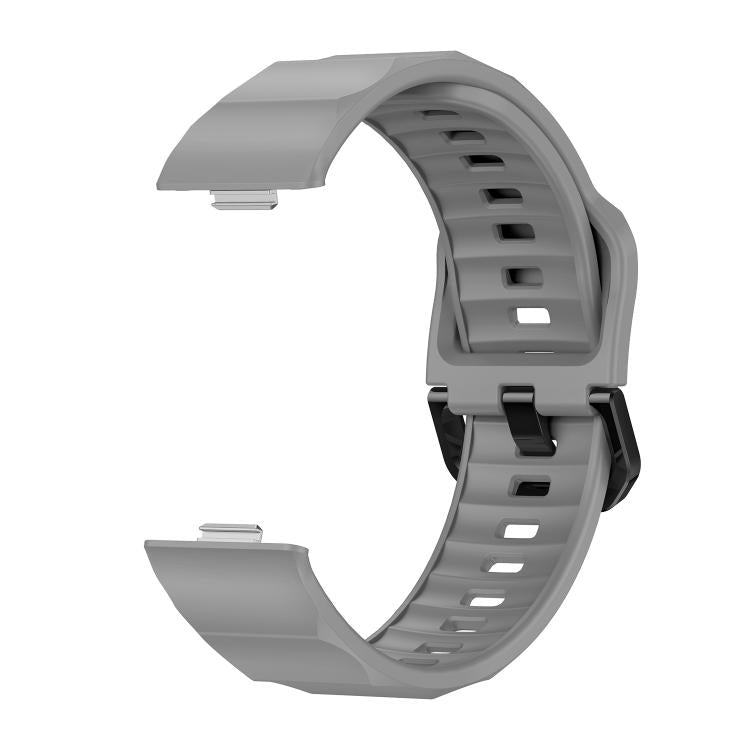 For Huawei Watch Fit3 / Fit4 / Fit4 Pro Wave Black Buckle Silicone Watch Band(Gray) - free shipping - PMC TechLife - Order now!