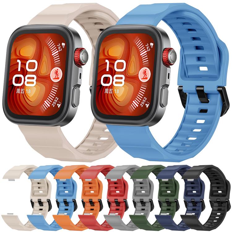 For Huawei Watch Fit3 / Fit4 / Fit4 Pro Wave Black Buckle Silicone Watch Band(Gray) - free shipping - PMC TechLife - Order now!