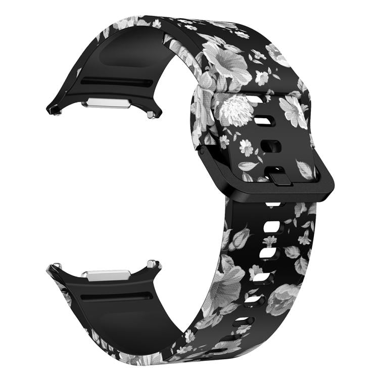 For Samsung Galaxy Watch Ultra 47mm / Ultra 2025 Printed Silicone Watch Band(Retro Gray Flower) - free shipping - PMC TechLife - Order now!