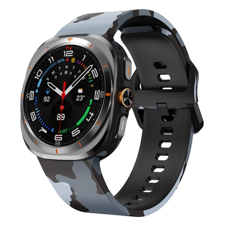 For Samsung Galaxy Watch Ultra 47mm / Ultra 2025 Printed Silicone Watch Band(Black Gray Camouflage) - free shipping - PMC TechLife - Order now!