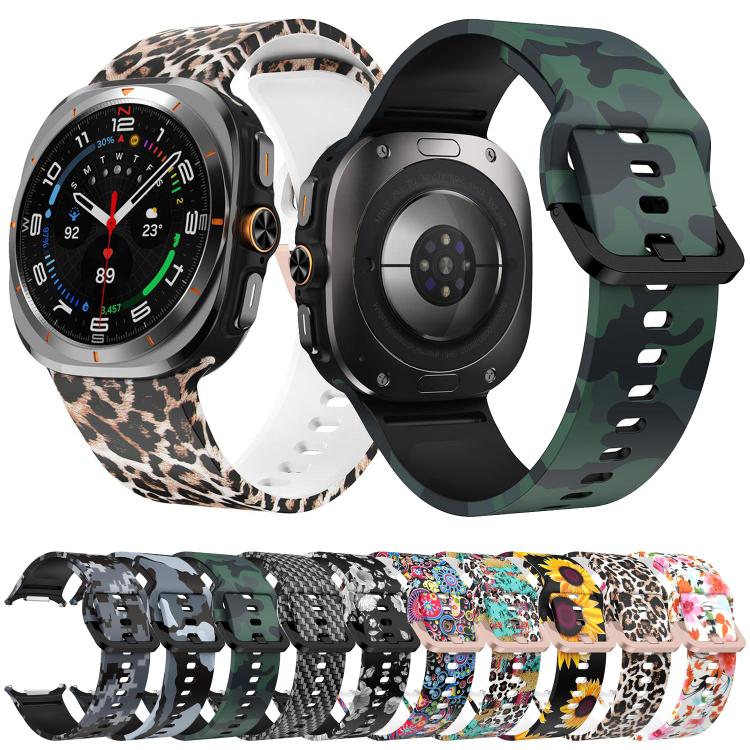 For Samsung Galaxy Watch Ultra 47mm / Ultra 2025 Printed Silicone Watch Band(Retro Gray Flower) - free shipping - PMC TechLife - Order now!