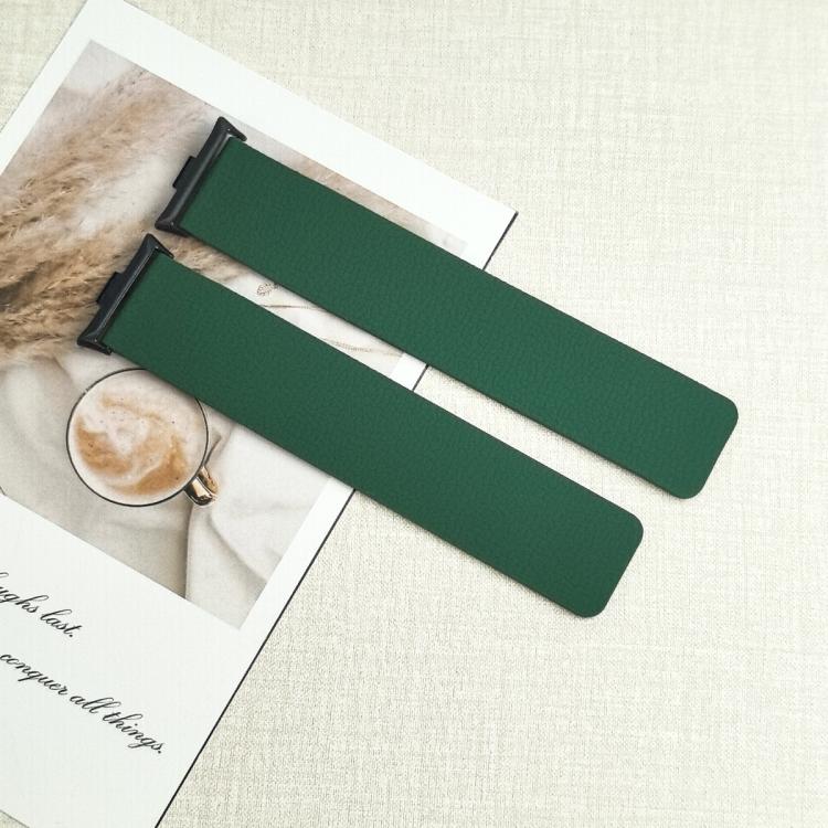 For Xiaomi Smart Band 9 Pro / Redmi Watch 5 Lychee Texture Soft Magnetic Silicone Watch Band(Green) - free shipping - PMC TechLife - Order now!