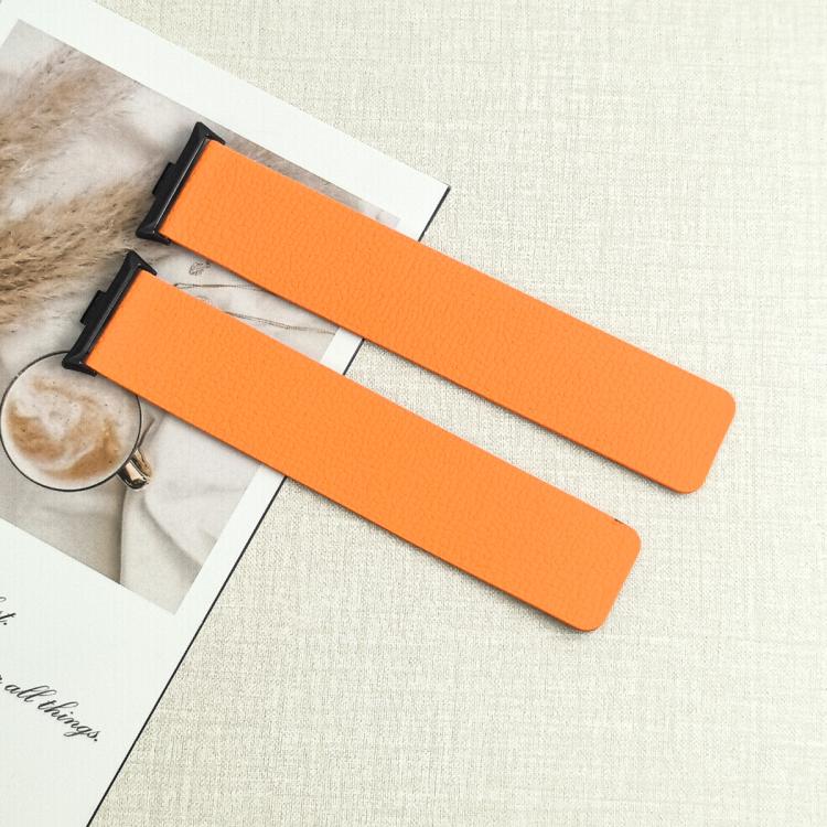 For Xiaomi Smart Band 9 Pro / Redmi Watch 5 Lychee Texture Soft Magnetic Silicone Watch Band(Orange Black) - free shipping - PMC TechLife - Order now!