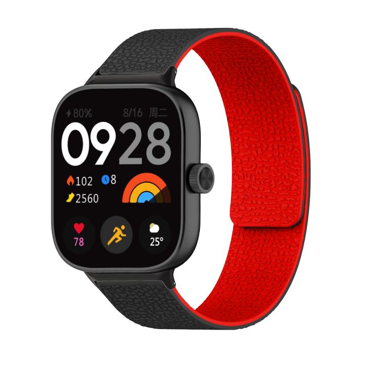 For Xiaomi Smart Band 9 Pro / Redmi Watch 5 Lychee Texture Soft Magnetic Silicone Watch Band(Black Red) - free shipping - PMC TechLife - Order now!